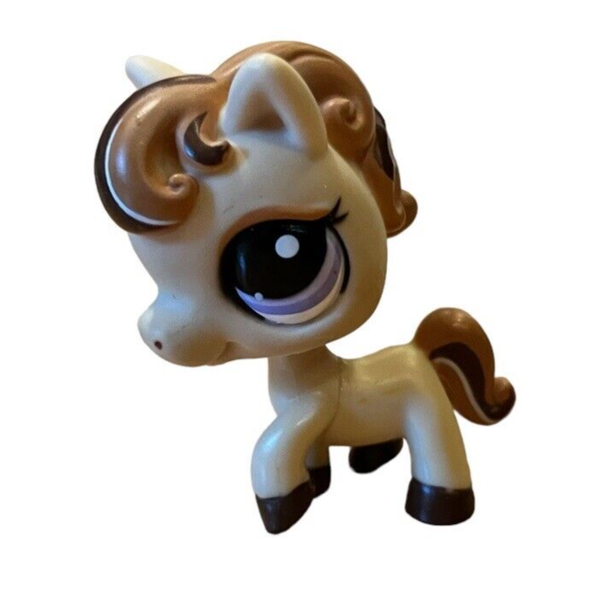 RARE! Littlest Pet Shop #1142 Tan Horse Pony Purple eyes 2006 LPS