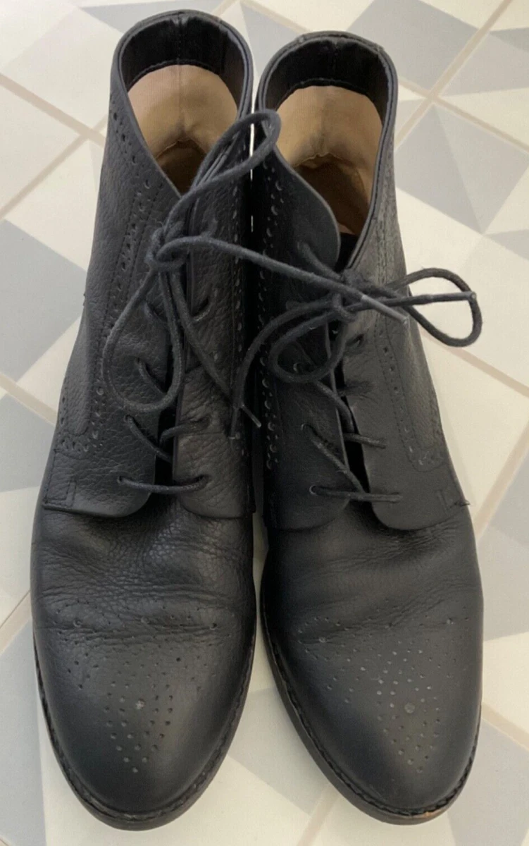 Clarks black leather Netley Freya lace up brogue Cushion Plus ankle boots 6.5 D