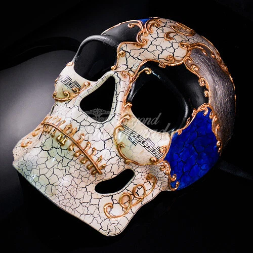Day of the Dead Mask - Full Face Mask, Dia de los Muertos Masquerade Mask Blue - Image 4 of 4