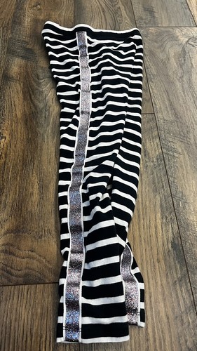 Crewcuts Girls Size 7 Striped Leggings Black White With Glitter Side Stripe - Picture 5 of 6