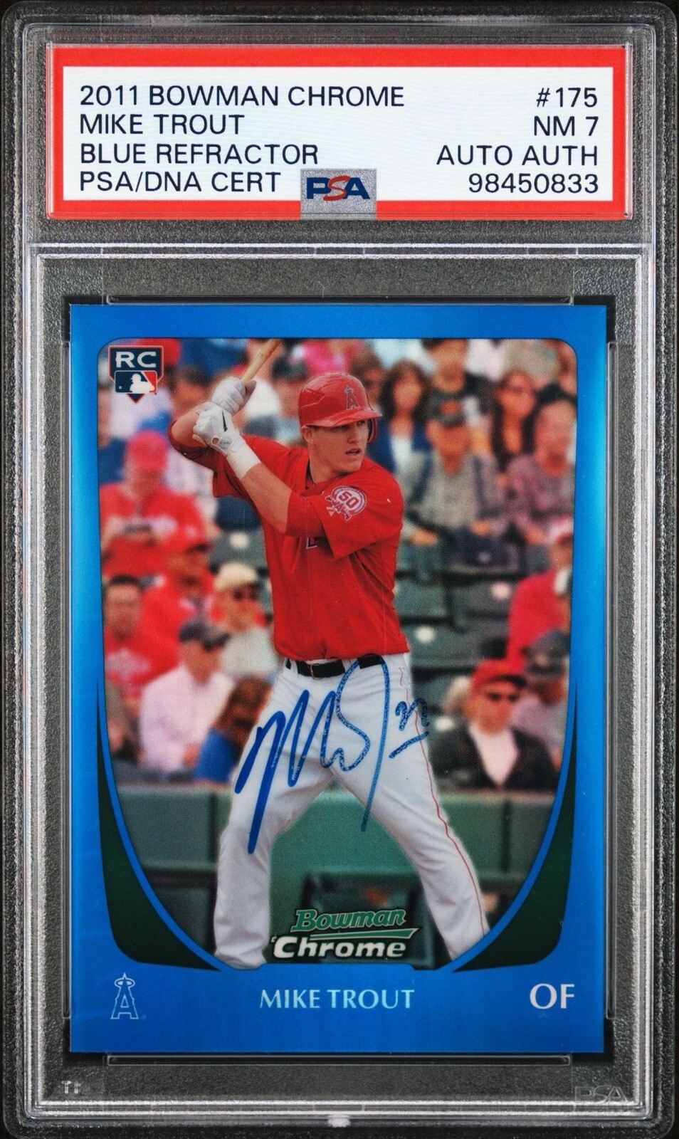 Mike Trout 2011 Bowman Chrome BLUE Ref #175 RC ROOKIE Auto Autograph PSA/DNA 7!