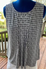 Lovely TALBOTS Sleeveless Blouse Black and White  Size X - EXC COND