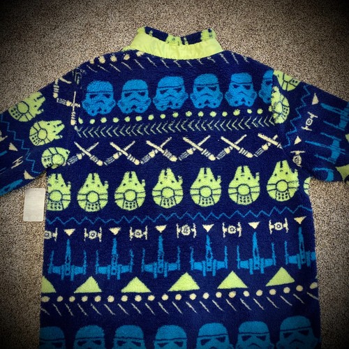FELPA PILE STAR WARS FULL ZIP PELUCHE BLU NAVY VERDE ISOLA FIERA ADULTO XL - Foto 4 di 4