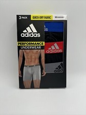 Adidas Men's Performance Boxer Brief Underwear 3-Pack -Black/Black/Black - MED