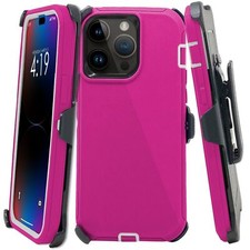 Pink Defender Case For iPhone 16 /Plus/Pro/Pro Max/ With Belt Clip Fits Otterbox