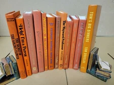 Lot of 6 Hardcover ORANGE SALMON Shades Mix Books for Staging Prop Decor Modern