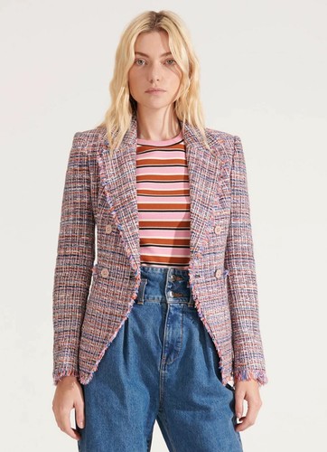 Tweed Jacket womens Blazer PLAID 