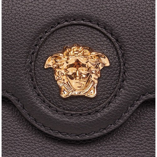 NEW $1575 VERSACE Black Leather GOLD LA MEDUSA LOGO Crossbody SMALL FLAP BAG NWT - Picture 3 of 20
