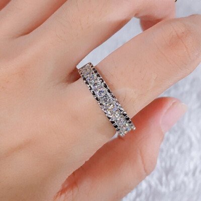 Channel Set Eternity Engagement Band 14K White Gold Over 2.3Ct Simulated Diamond