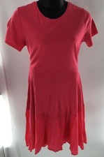Women's ASOS Coral Pink Solid Tiered Short Sleeve Knee Length Dress 16 EUC
