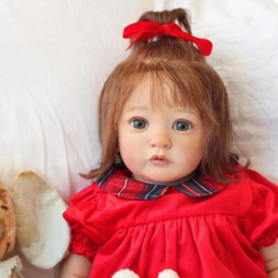 Realistic 24'' Reborn Baby Doll with Hand-Rooted Hair Finished Doll Gift Handmade