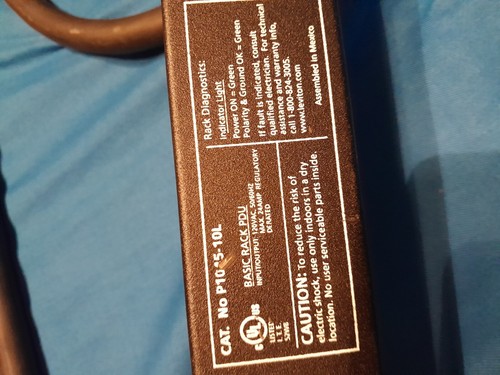 Leviton Basic Rack PDU Cat. No P1042-10L Unmetered Vertical Power Distribution - Picture 6 of 8