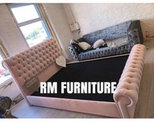 Pink Plush Double Chesterfield  Bed Frame only ,,,