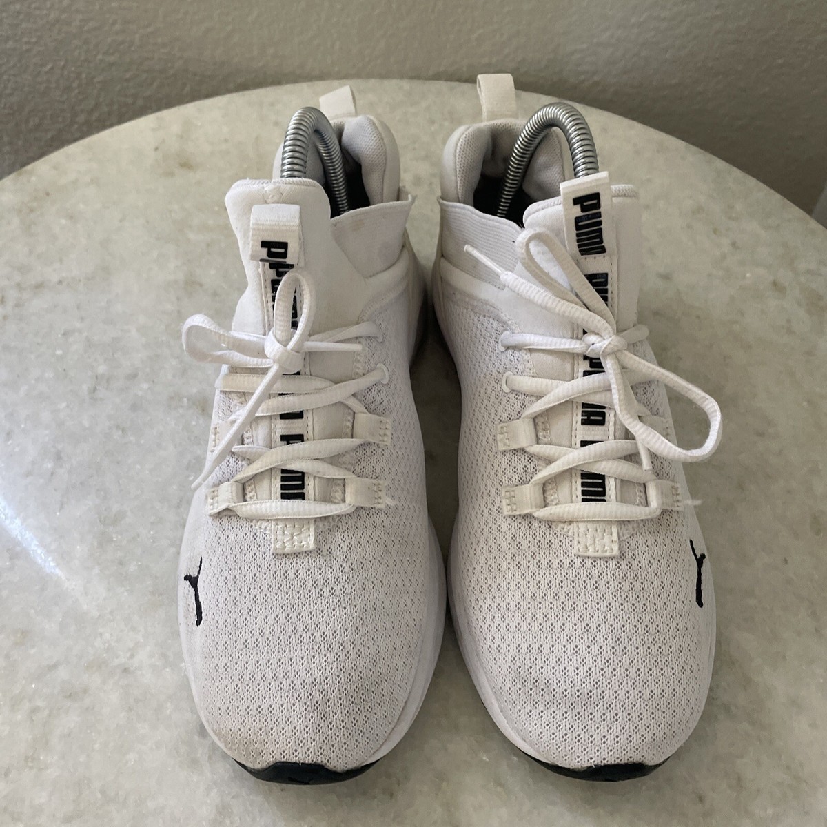 Puma Soft MESH Slip On Shoes Womens Black White Sneakers