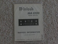 Vintage Original McIntosh MA6100 Service Manual. Good Condition.