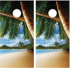 Beach Palm Tree 3 Cornhole Board Decal Wrap Wraps