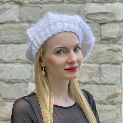 SuperTanya mohair beret elegant beanie hat hand knitted fuzzy hat, one size - Picture 47 of 49