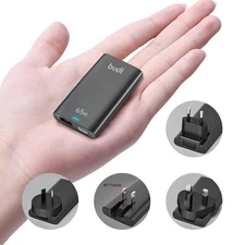 PD3.0 65W USB C GaN Foldable Plug Adapter USB Ultra-Thin Portable Wall-Mounte...