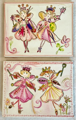 2x SET Colleen Karis Liesl Long Designs Glitter Fairy Princess Canvas Art Prints