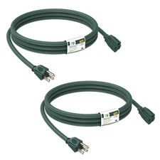 EP 2-Pack 6FT Green Outdoor Extension Cord 16/3 SJTW Heavy Duty Waterproof 3-Pro
