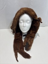 Mink Scarf Stole 4 Full Body Pelts Brown Mid Century 1950s Head  Tail Retro