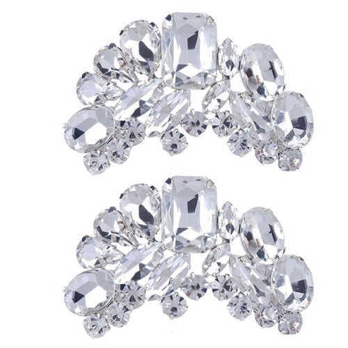 2PCS Rhinestone Crystal Flower Shoe Buckle Shoe Clips for Bridal Wedding Party - Picture 4 of 6