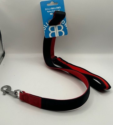 BullyBillows 1.2M Nylon Snap Lead Dog Leash - Red/Black