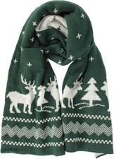 Unisex Christmas Scarf Soft Knit Reindeer Snowflake Winter Scarf Gift