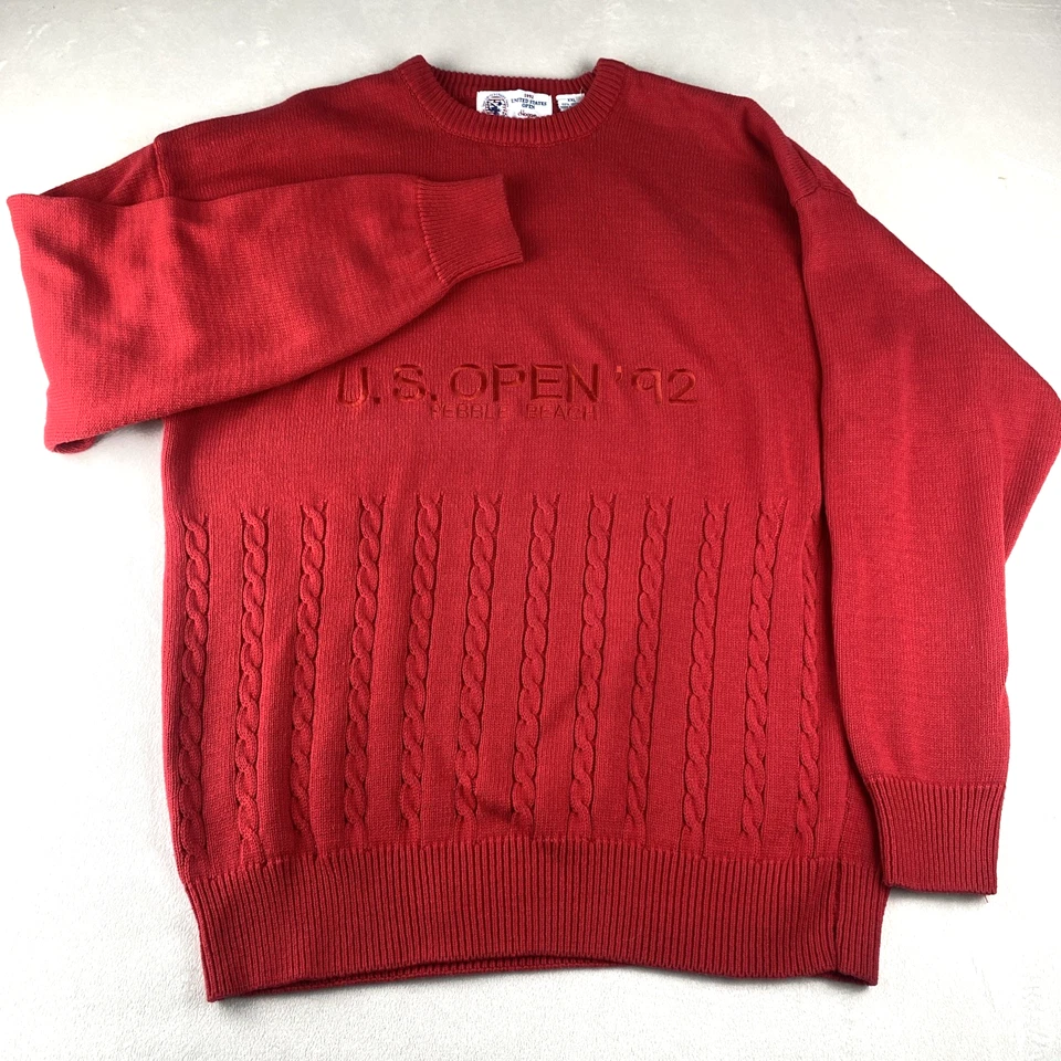 VTG 1992 US Open Pebble Beach Golf Crew Neck Sweater Mens 2XL Red PGA Preppy - Image 4 of 4