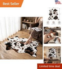 Versatile Cow Print Throw Rug 2'6"x3'7" - Ideal for Rustic  Modern Spaces