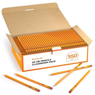 Wood-Cased #2 HB Pencils 350 Pack Sharpened Yellow Pencils with Erasers Bulk ...