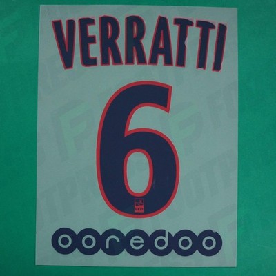 Offizielle Beflockung - Paris Saint-Germain, Verratti, 2015/2016, Away, blau/rot