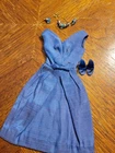 Vintage 1960s Barbie Doll Blue Silk Shantung Campus Belle Dress