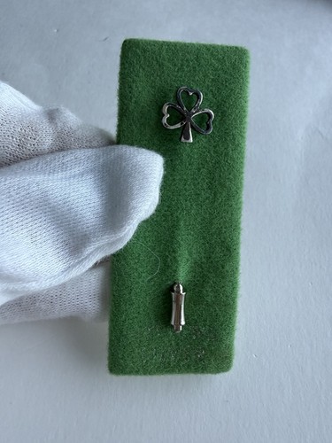 Vintage Sterling Silver Shamrock Stick Pin Irish Clover Cravat Lapel
