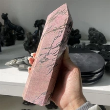 3.5LB 8.6" Natural Rhodonite Obelisk Tower Quartz Crystal Reiki Healing Energy