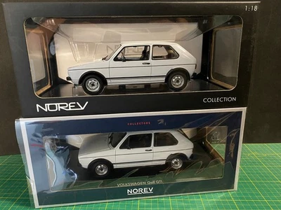 2x VW Golf 1 GTI weiß (Typ 17) beide Varianten von 1976 & 1977 188484 Norev 1:18 - Bild 1 von 4