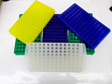 LOT OF 6 Double Sided 96 WELL TEST TUBE HOLDER 8.5" X 4.5" X 1"