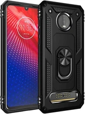 Military Grade Drop Impact for Motorola Moto Z4 Case,Moto Play Case Black 