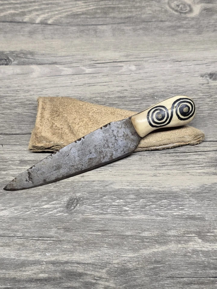 Antiguo cuchillo daga frontera forjado a mano asta natural o mango de hueso Foto 2 de 4