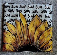 Throw Pillow Cover 17 X 17 Sunflowers Sun Yellow Quality Linen Cover Only