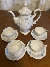 Johann Haviland Blue Garland Bavaria 10 PC Tea Pot/Cups/Saucers