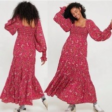 Free People Size small sweet escape Pink Floral Long Sleeve Dress boho doen