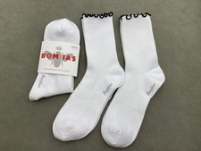 3 Pairs Bombas Lightweight Black lace Women's 8-10.5 White Quarter Socks Size M