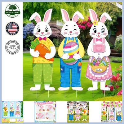 Spring Themed Bunny Yard Decor with Stakes, Perfect for Easter Celebrations