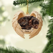 Personalized Sleeping Boykin Spaniel Dog Christmas Ornament, Dog Angel Wings