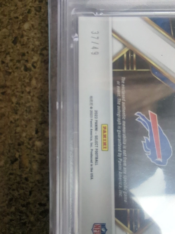 2022 Panini Select - Rookie Signature Mem James Cook Purple Prizm /49 PSA 10 - Image 4 of 4