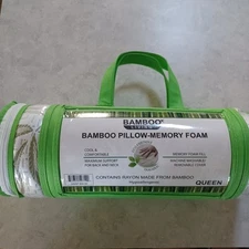 Bamboo Pillow Memory Foam Bamboo Living Hypoallergenic QUEEN Machine Washable