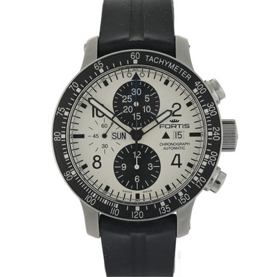 Fortis B-42 Chronograph Automatic Panda Dial 44mm White & Black Watch + B&P