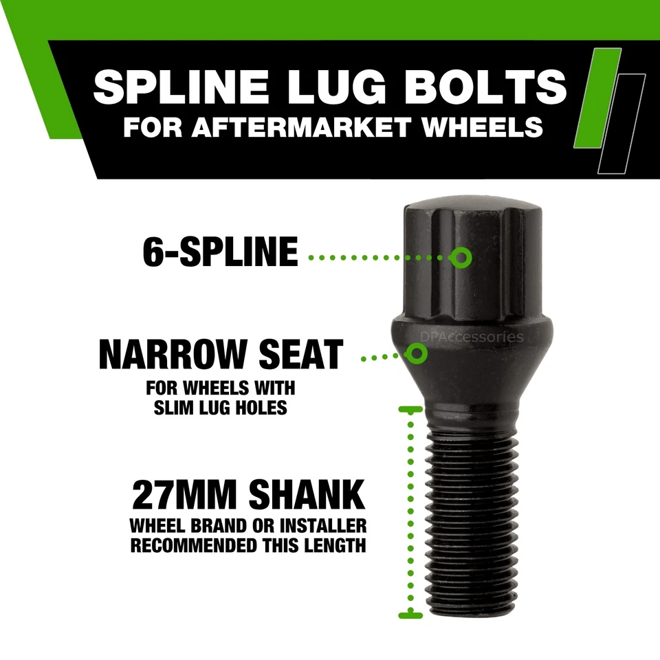 Black Lug Bolts | 2016-2023 Fiat 500x | Aftermarket Wheels - Image 4 of 4