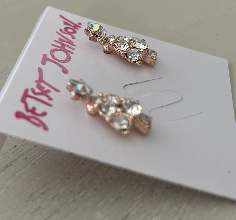 Betsey Johnson Sparkling Clear Rhinestones Dainty Christmas Tree Earrings NWT - Image 3 of 4